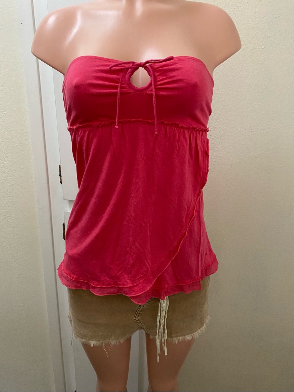 Y2k Vintage Abercrombie pink babydoll tube top